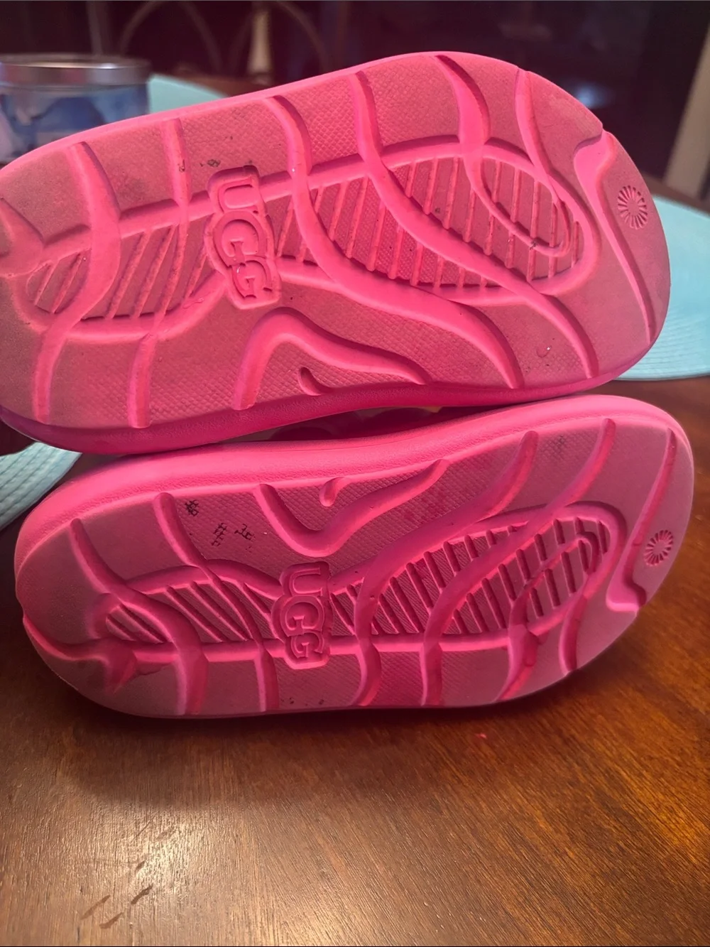 UGG Kids Bright Pink Padded Slide Sandals